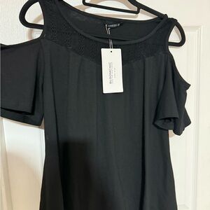 BloomChic Elegant Black Cold Shoulder Blouse